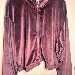 Velvet Zip-Up Jacket in Purple